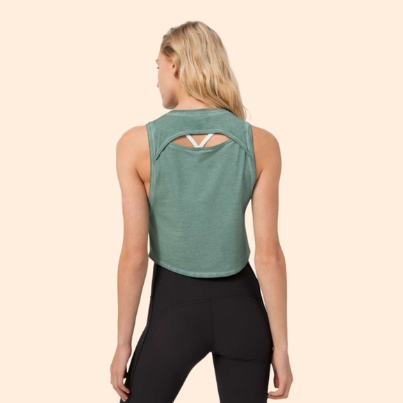lululemon athletica Tops - Lululemon Cut Back Crop Tank Washed Teal